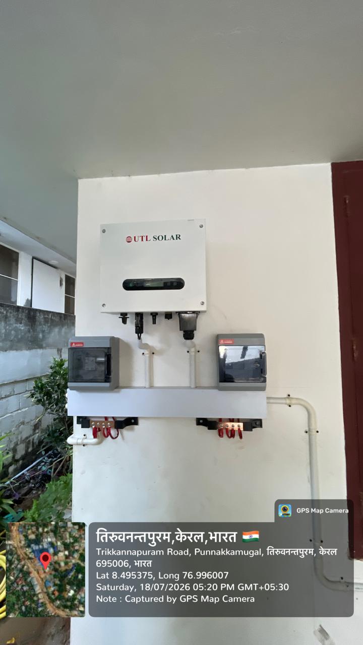 UTL solar inverter and protection boxes installed on a wall
